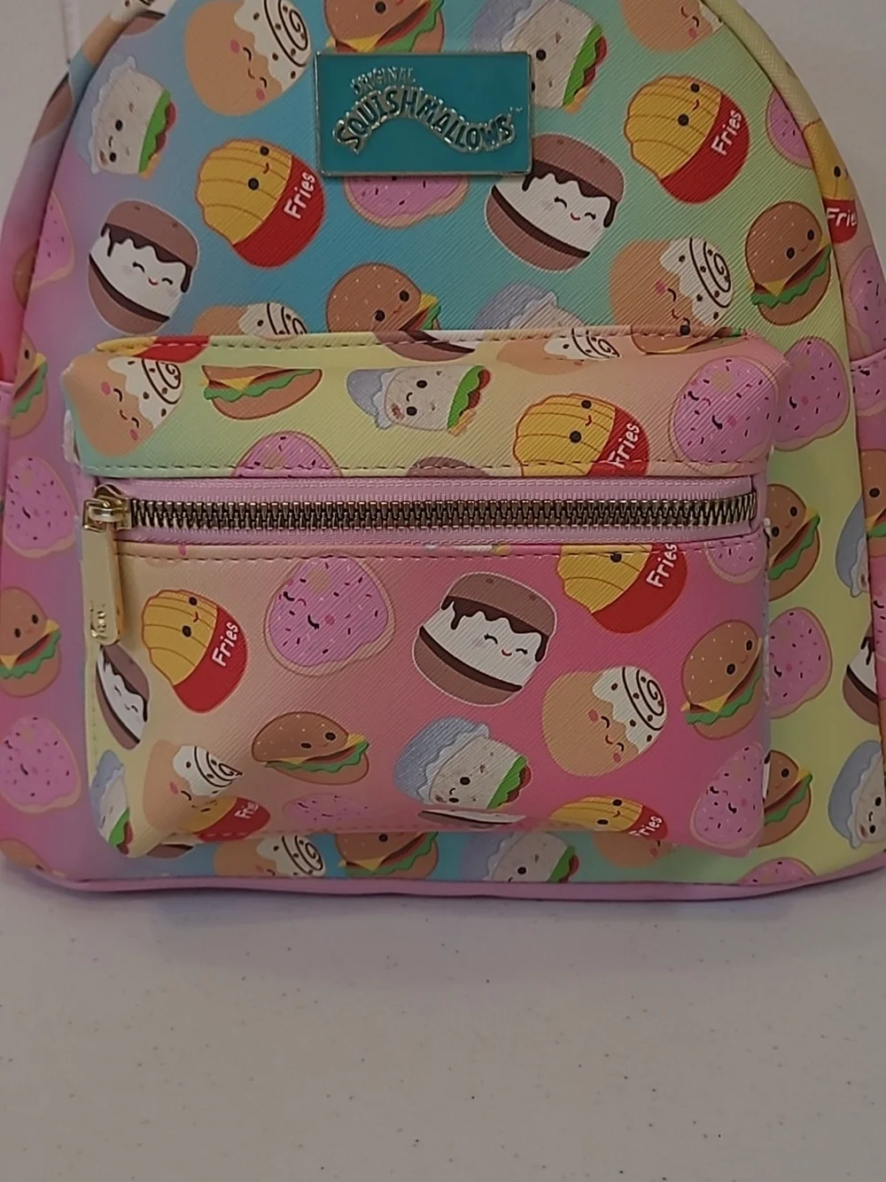 Squishmallows Multi Color Burger, Fries, Donuts, Foodie Mini Kid's Backpack